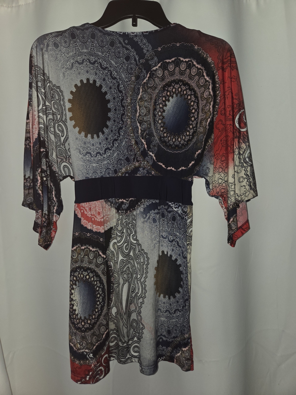 TRUE LIGHT Red Blue Paisley Wrap-Style Tunic - Picture 3 of 5